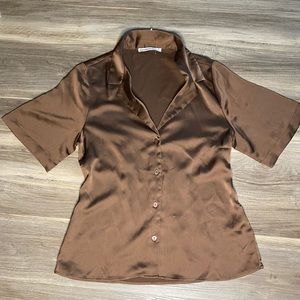 Abercrombie Small Brown Silk Button Up